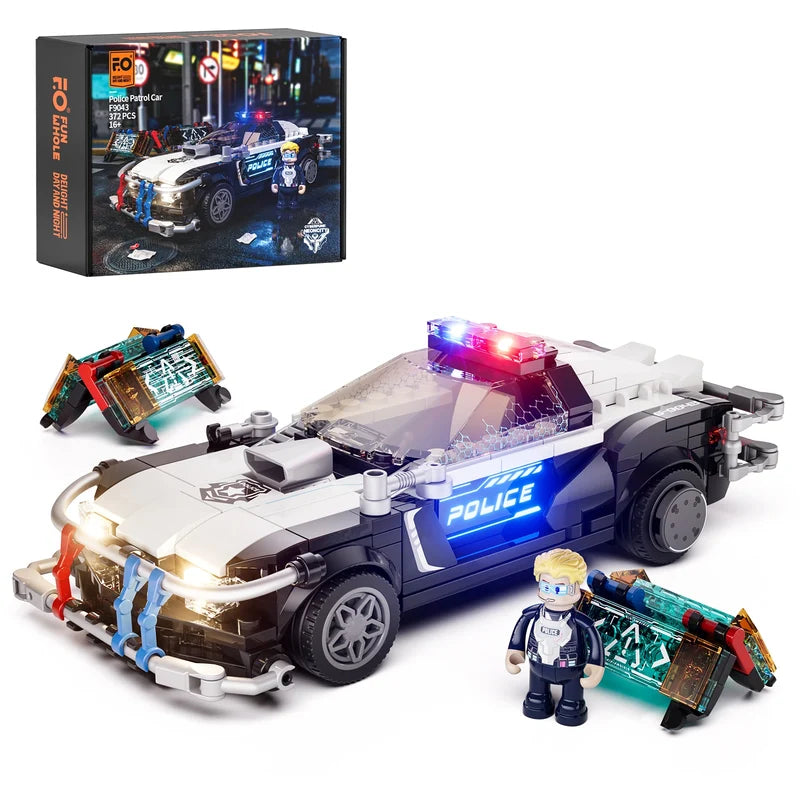 LumiBricks Police Patrol Car – 372 Piece Light-Up Building Set