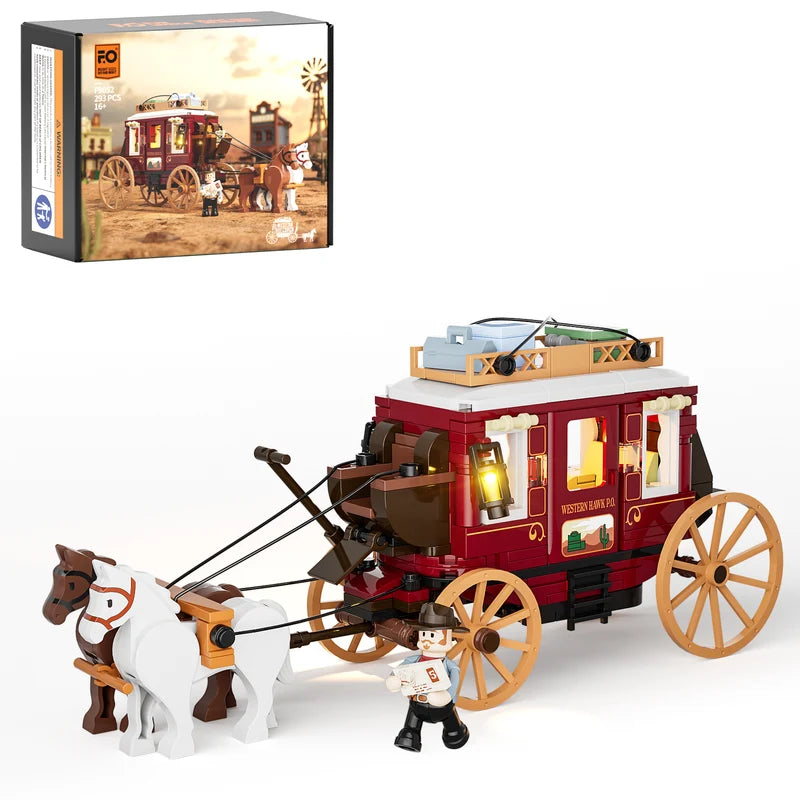 LUMIBRICKS Western Stagecoach – 293 Piece Building Set