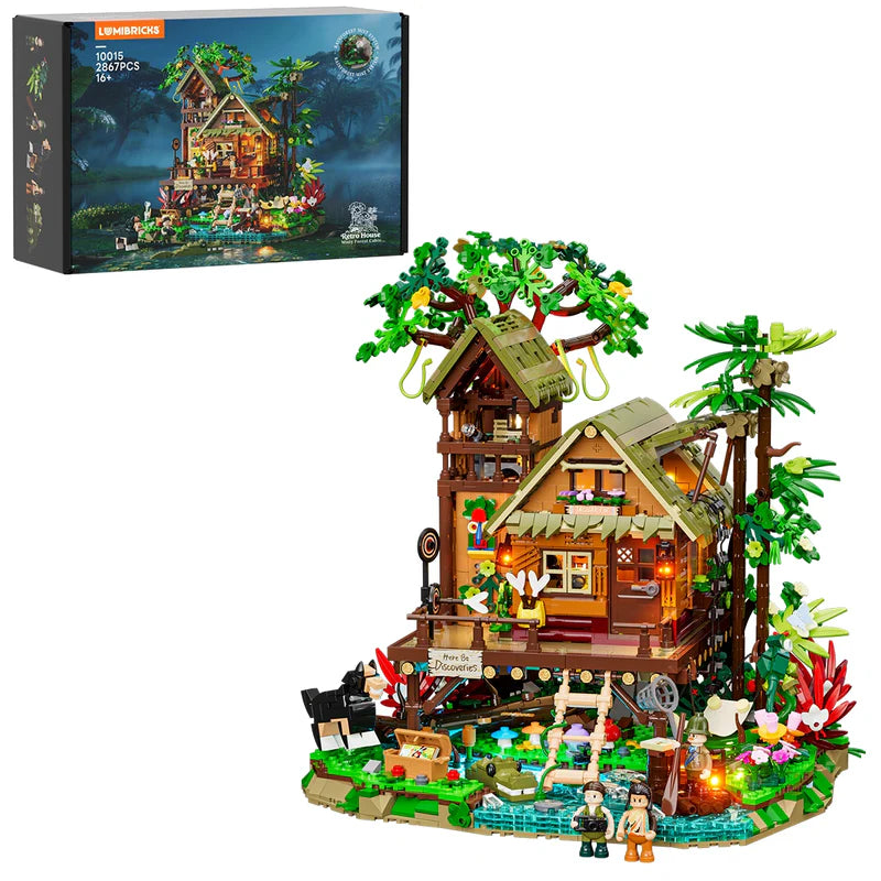 LUMIBRICKS Misty Forest Cabin – LED Modular Building Set