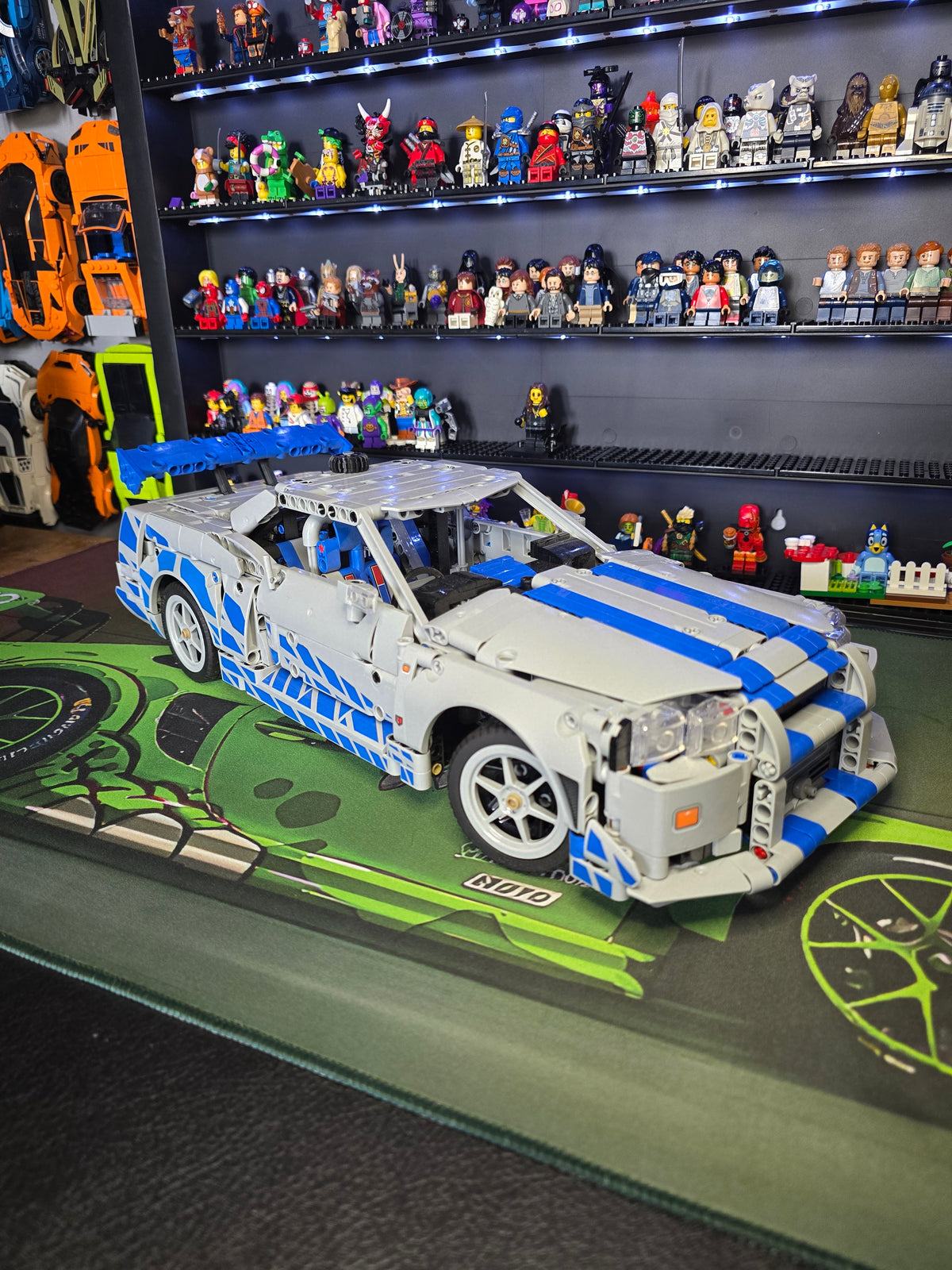Front three-quarter view of the built Skyline on display