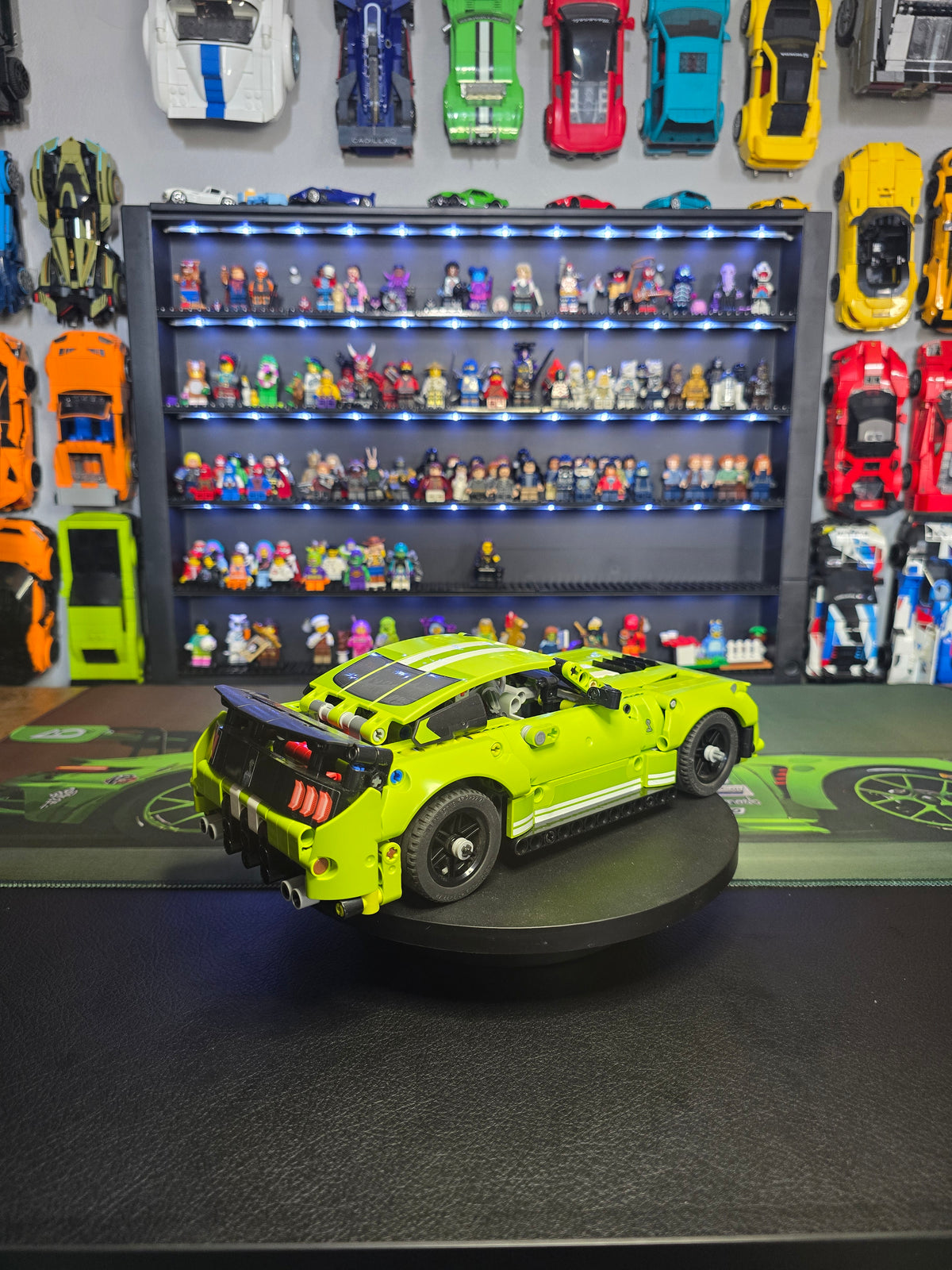 Rear three-quarter view of the LEGO Mustang