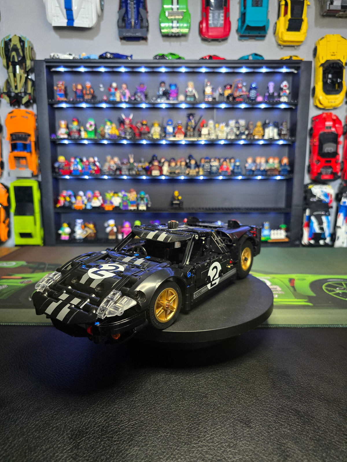 Front three-quarter view of the black LEGO Ford GT40 MKII