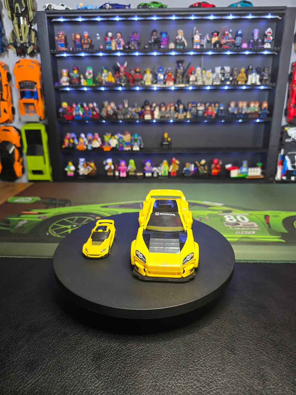 Front view of the yellow Honda S2000 and matching die-cast car