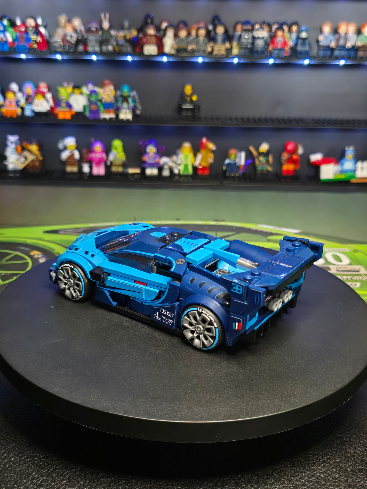 Rear three-quarter view of the LEGO Bugatti Vision GT