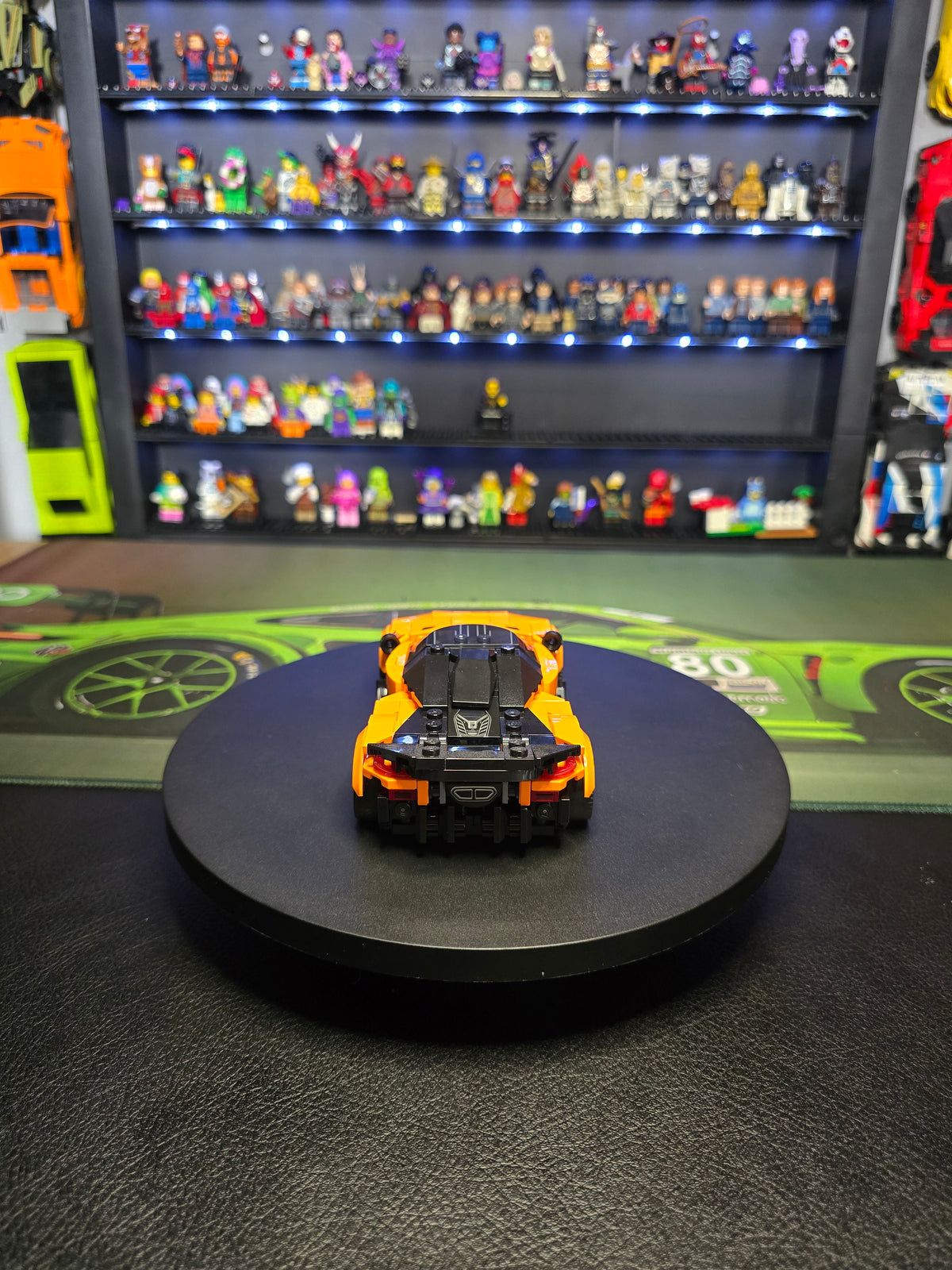 Front view of the orange LEGO McLaren W1