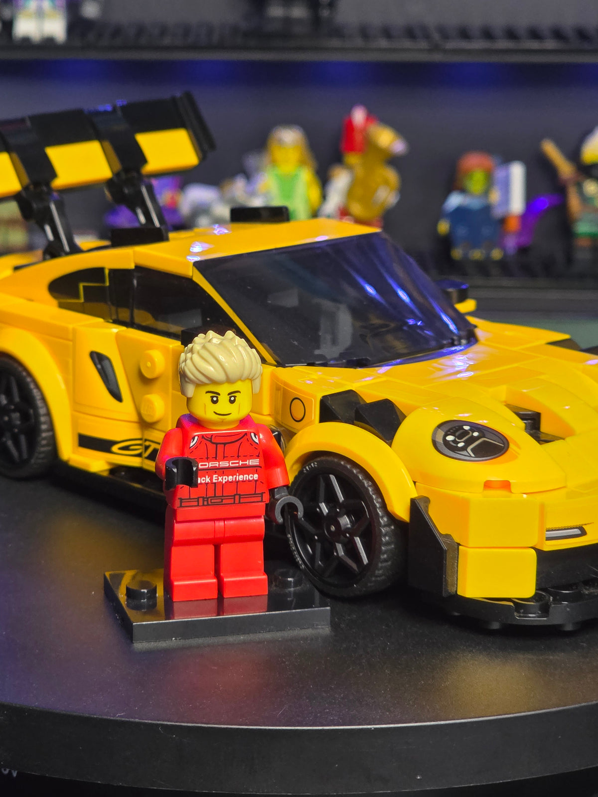 Close-up of the Porsche 911 GT3 RS and driver figure