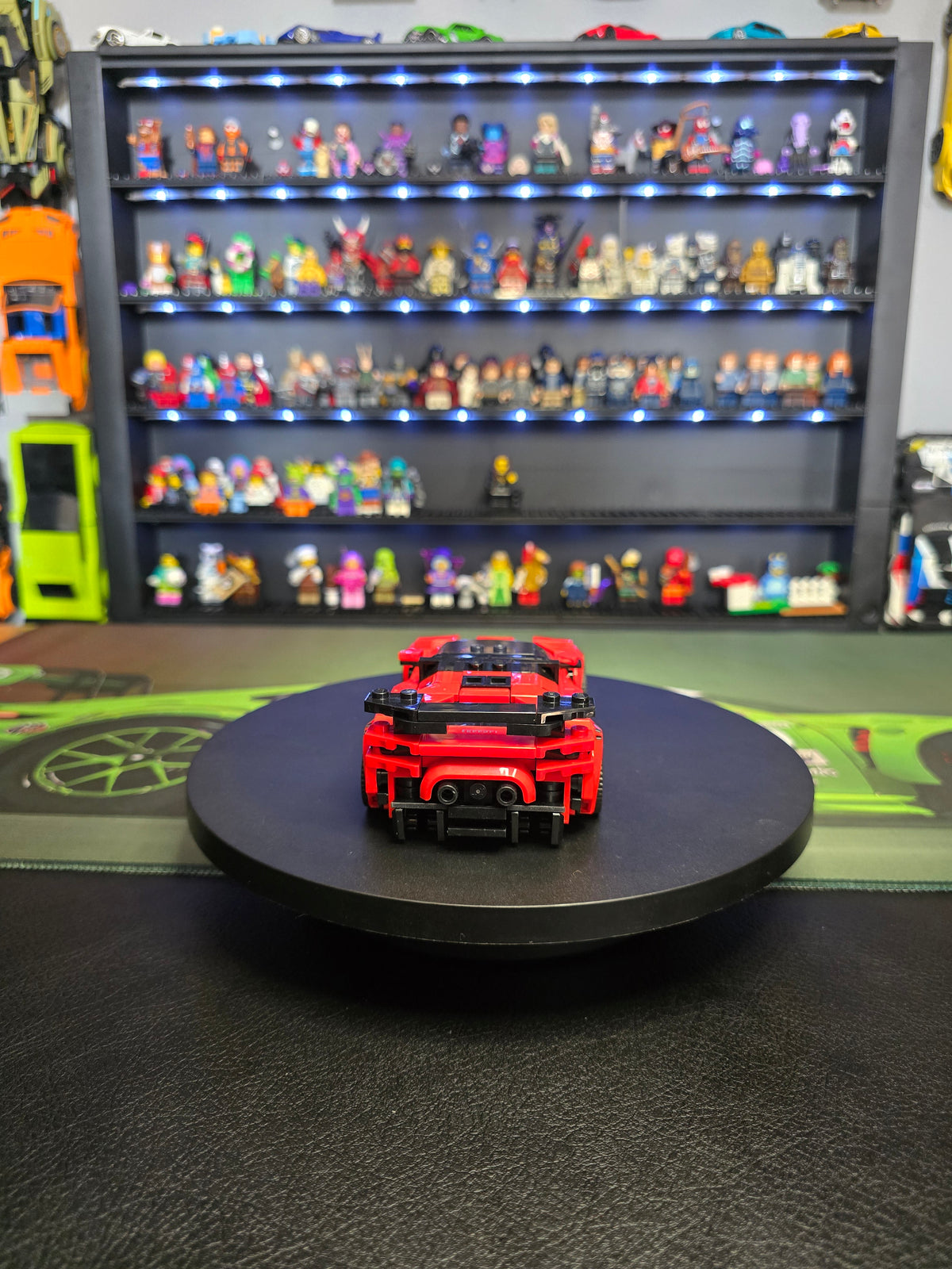 Rear view of the red LEGO Ferrari SF90