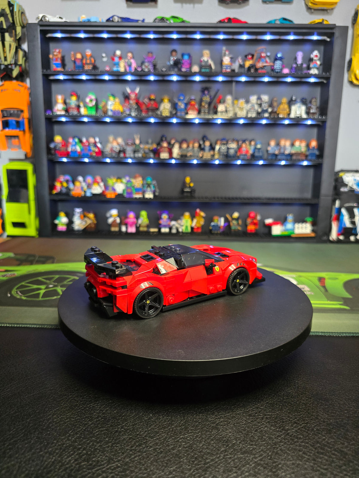 Rear three-quarter view of the LEGO Ferrari SF90