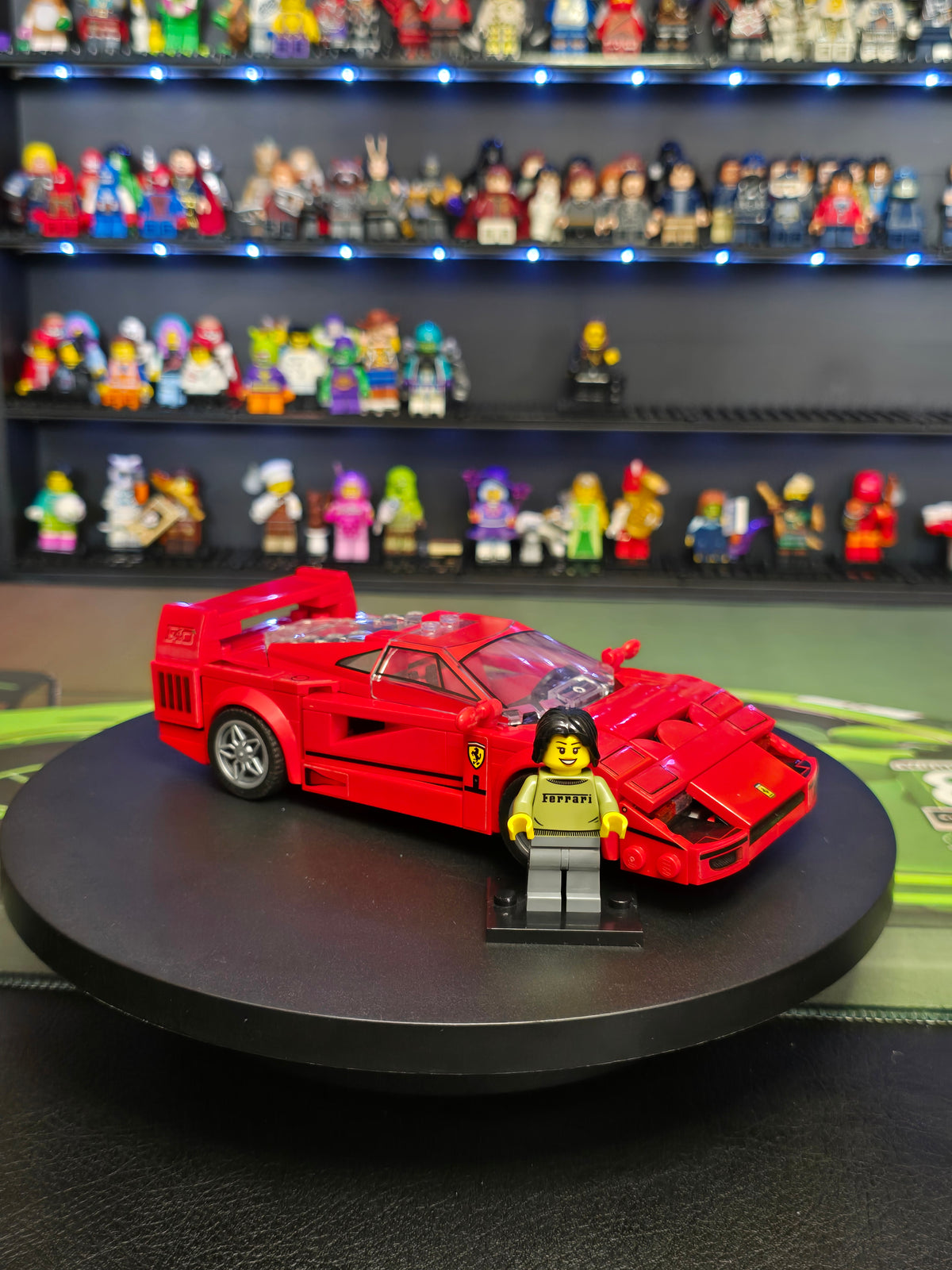 Ferrari F40 displayed with its driver figure