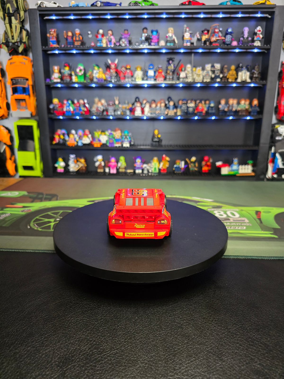 Rear view of the LEGO Lightning McQueen