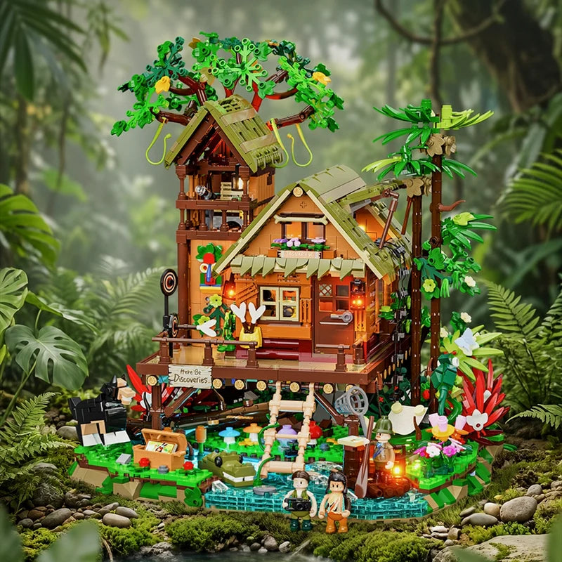 LUMIBRICKS Misty Forest Cabin – LED Modular Building Set