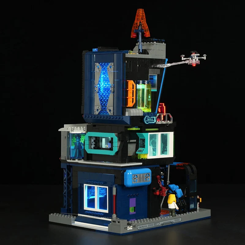 LumiBricks Cyberpunk Police HQ – 1,716 Piece Light-Up Building Set