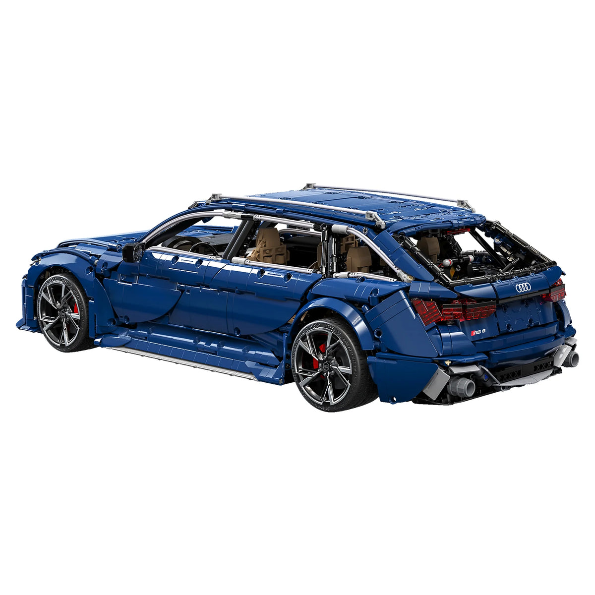 Rear three-quarter view of the blue CaDA Audi RS6 Avant