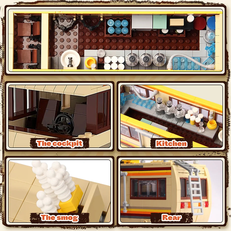 Yellow Bus RV removable roof and furnished interior details