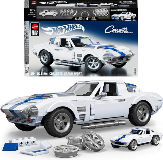 Mattel Brick Shop Hot Wheels Corvette Grand Sport with box and die-cast car