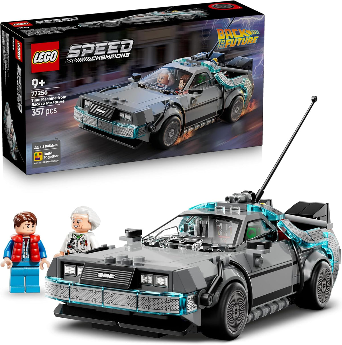 LEGO Speed Champions Back to the Future Time Machine with box and figures