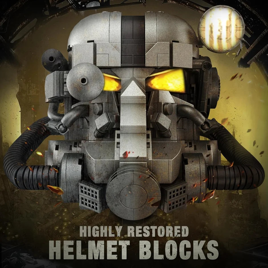 Completed grey Radiation Helmet bust on a dark background
