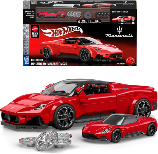 Mattel Brick Shop Hot Wheels Maserati MC20 with box and die-cast car