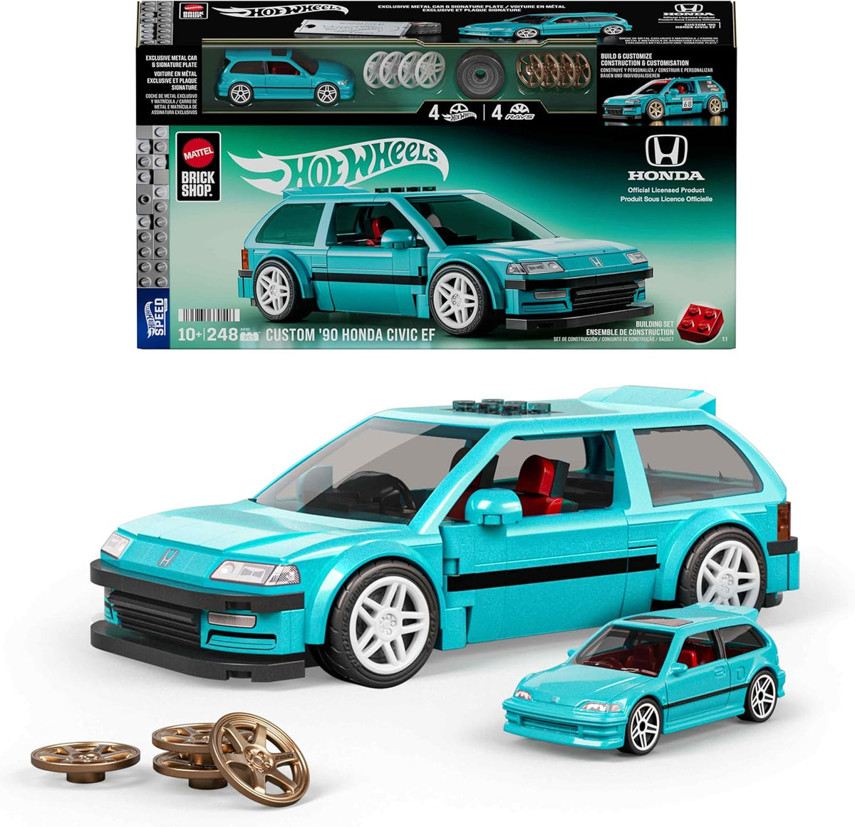 Mattel Brick Shop Hot Wheels Honda Civic EF with box and die-cast car