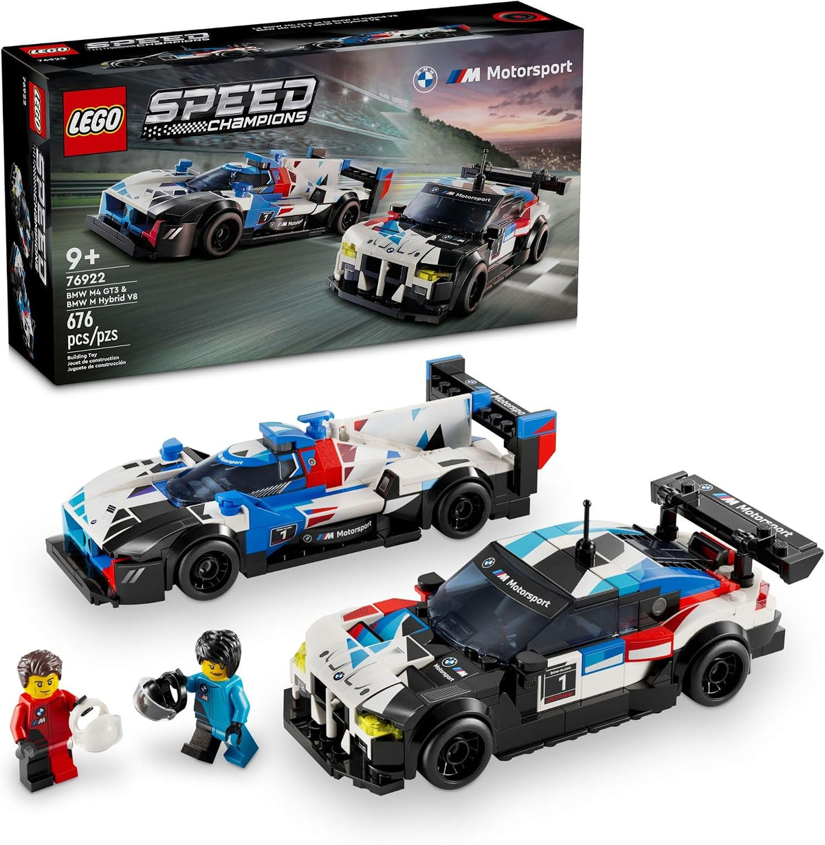 LEGO Speed Champions BMW M4 GT3 and BMW M Hybrid V8 with box and figures