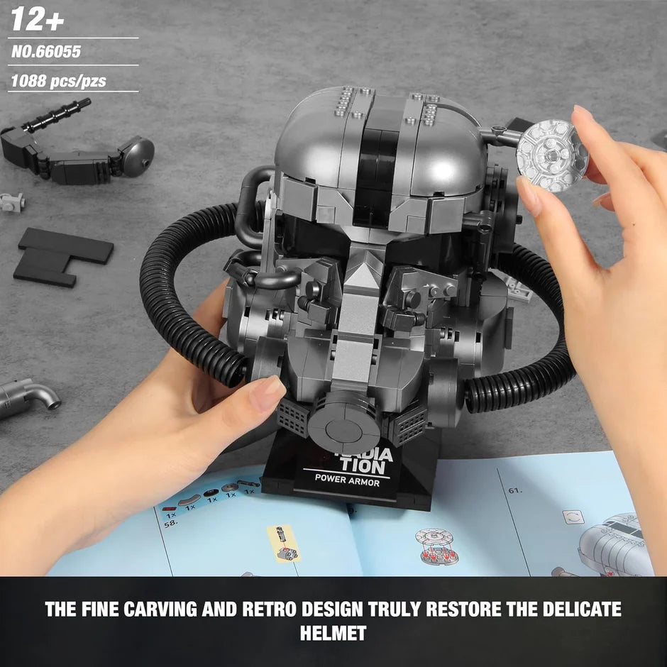 Hands demonstrating the display helmet scale