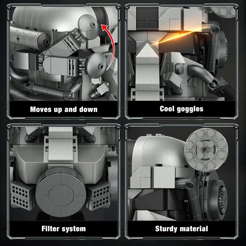 Radiation Helmet moving parts, visor and rear-system details
