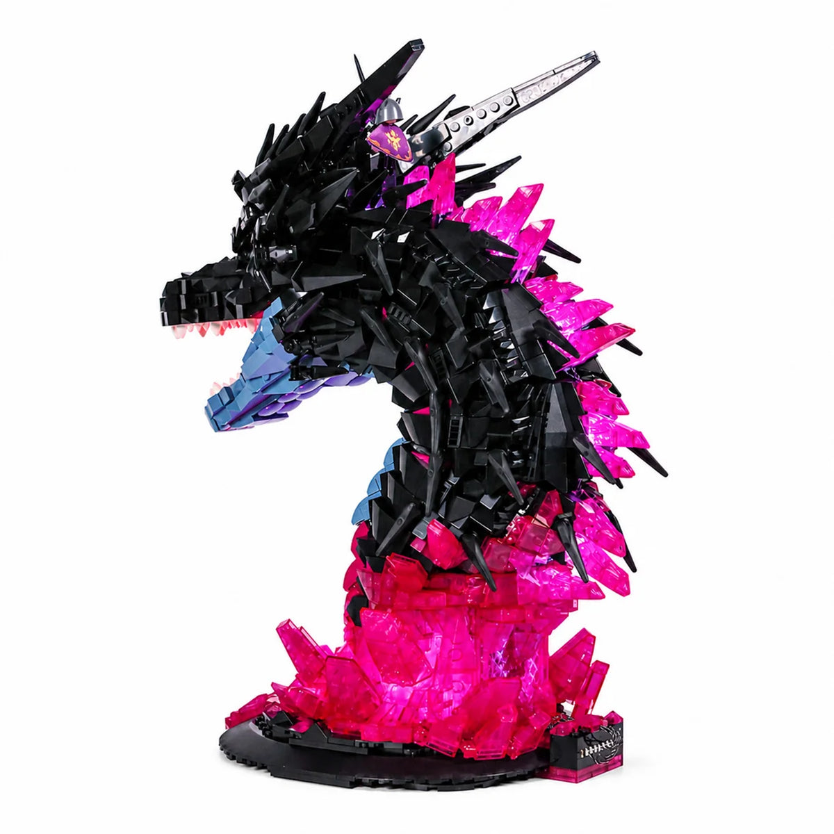 Side view of the Shadow Dragon and glowing base