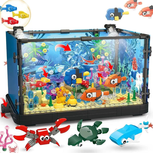Tokmoc Jellyfish Fish Tank with sea creatures and product box
