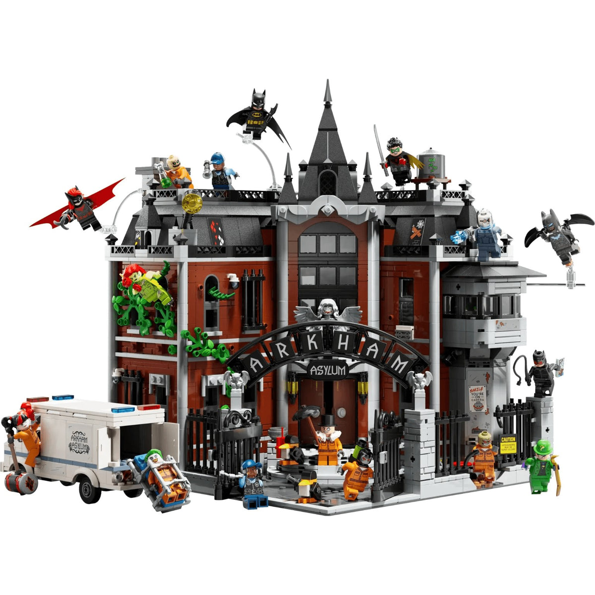 BrickVivid Batman Arkham Asylum building set with figures and transport van