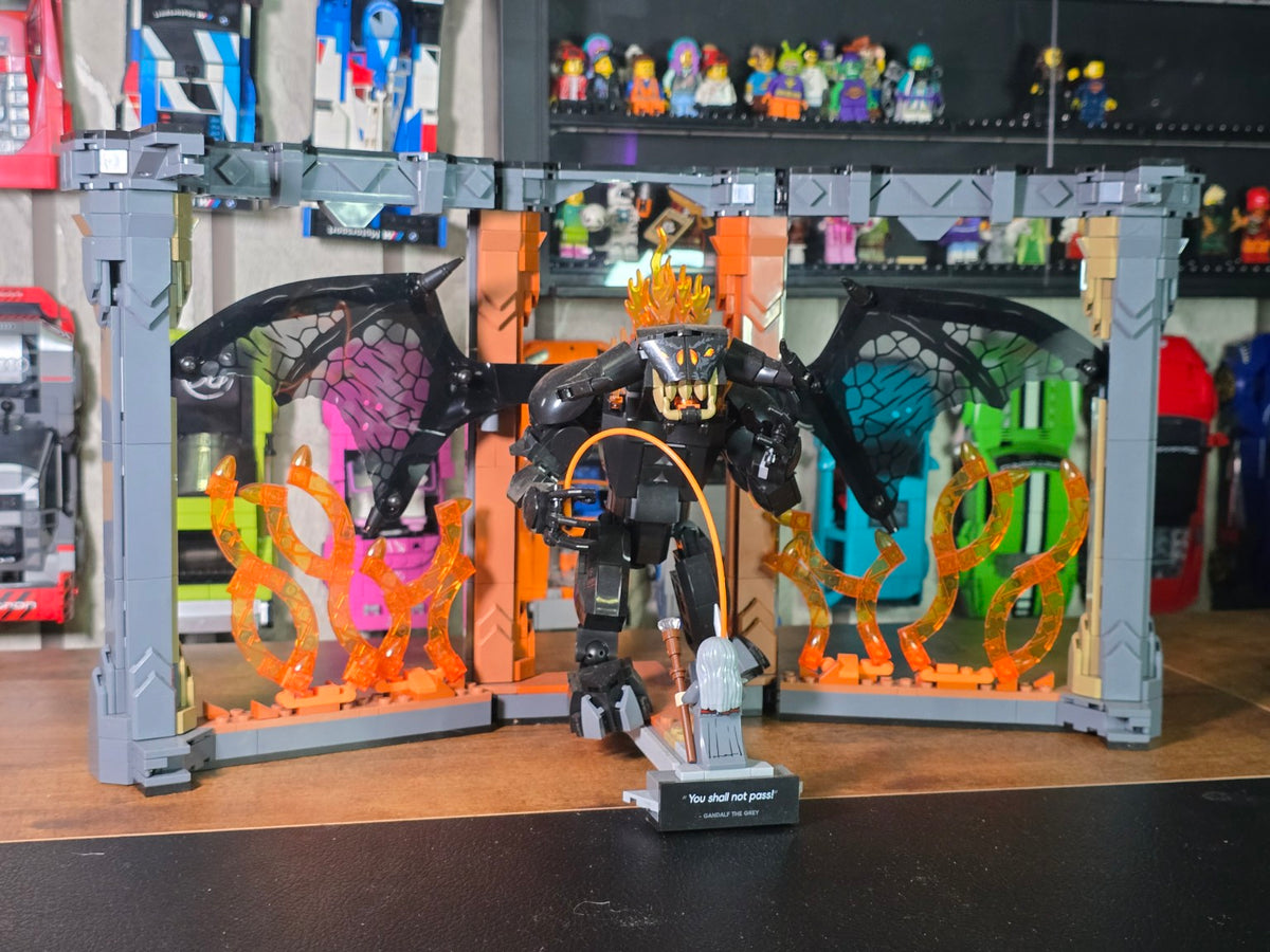 Finished BrickVivid Balrog Book Nook full display built by Bricks & Giggles