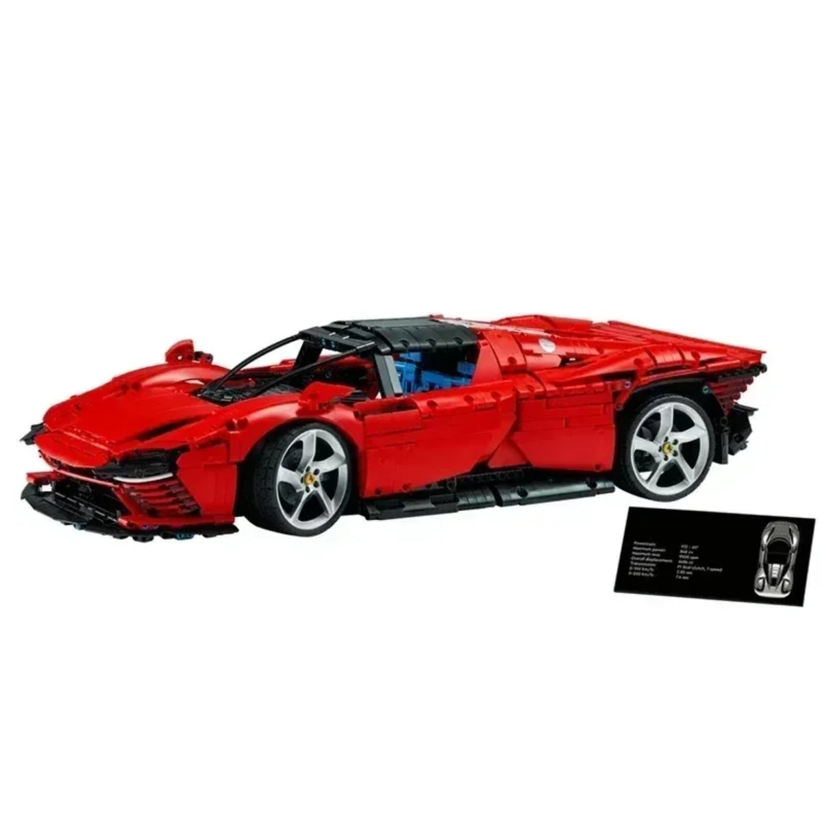 BrickVivid Ferrari Daytona SP3 1:8 scale red supercar building set with display plaque