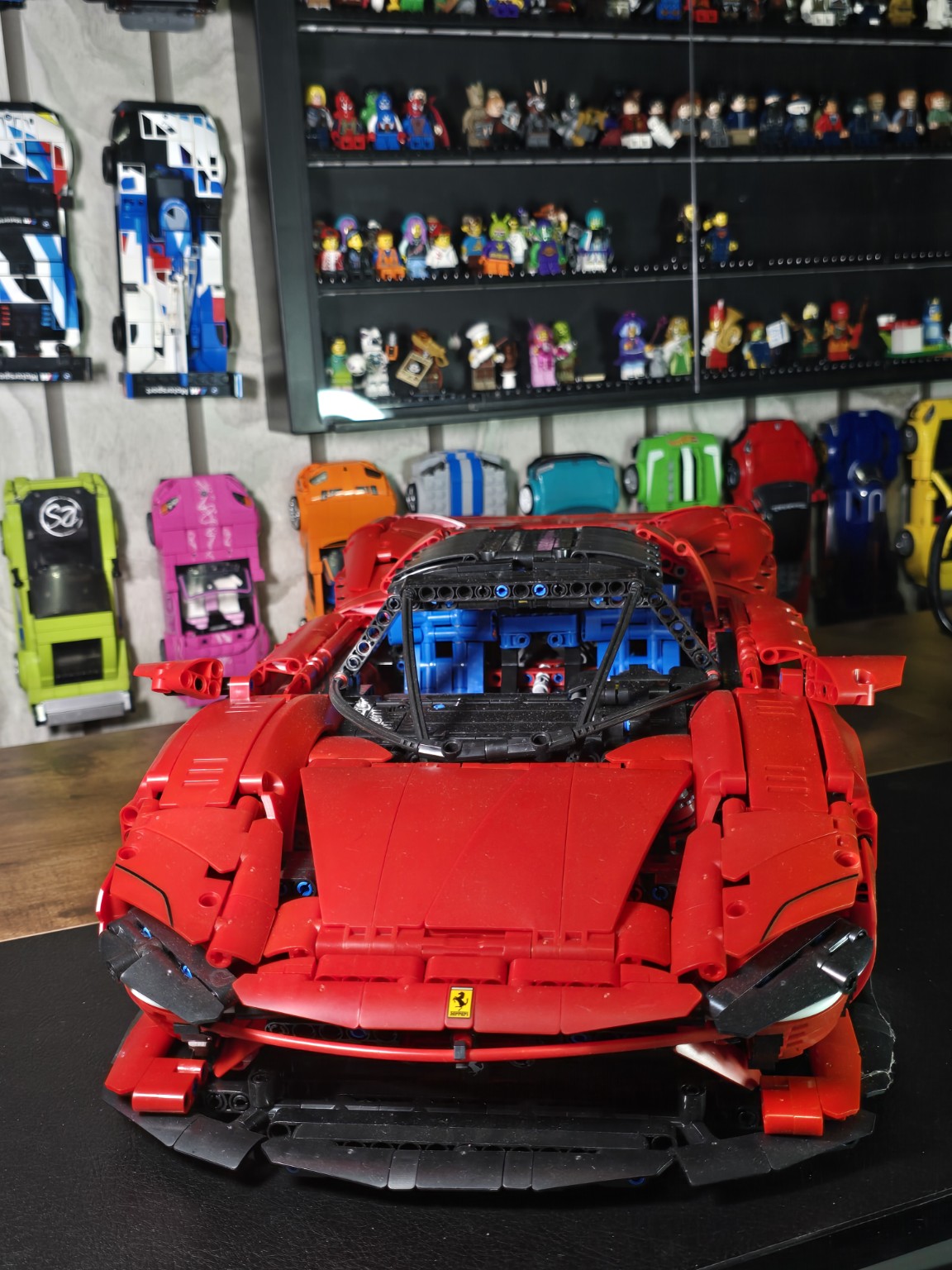 Finished BrickVivid Ferrari Daytona SP3 1:8 scale build viewed from the front