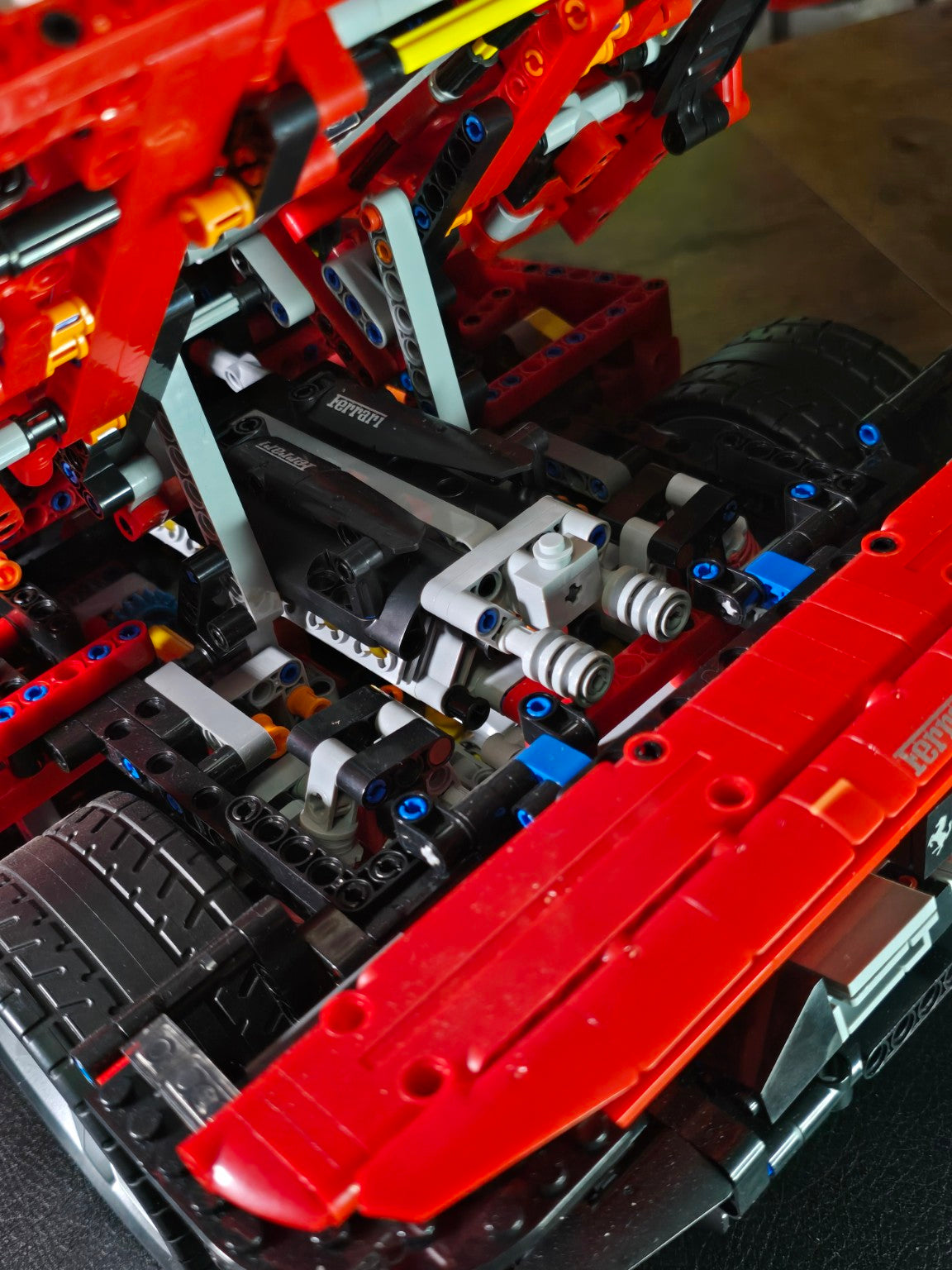 BrickVivid Ferrari Daytona SP3 1:8 scale build V12 engine and rear mechanical detail
