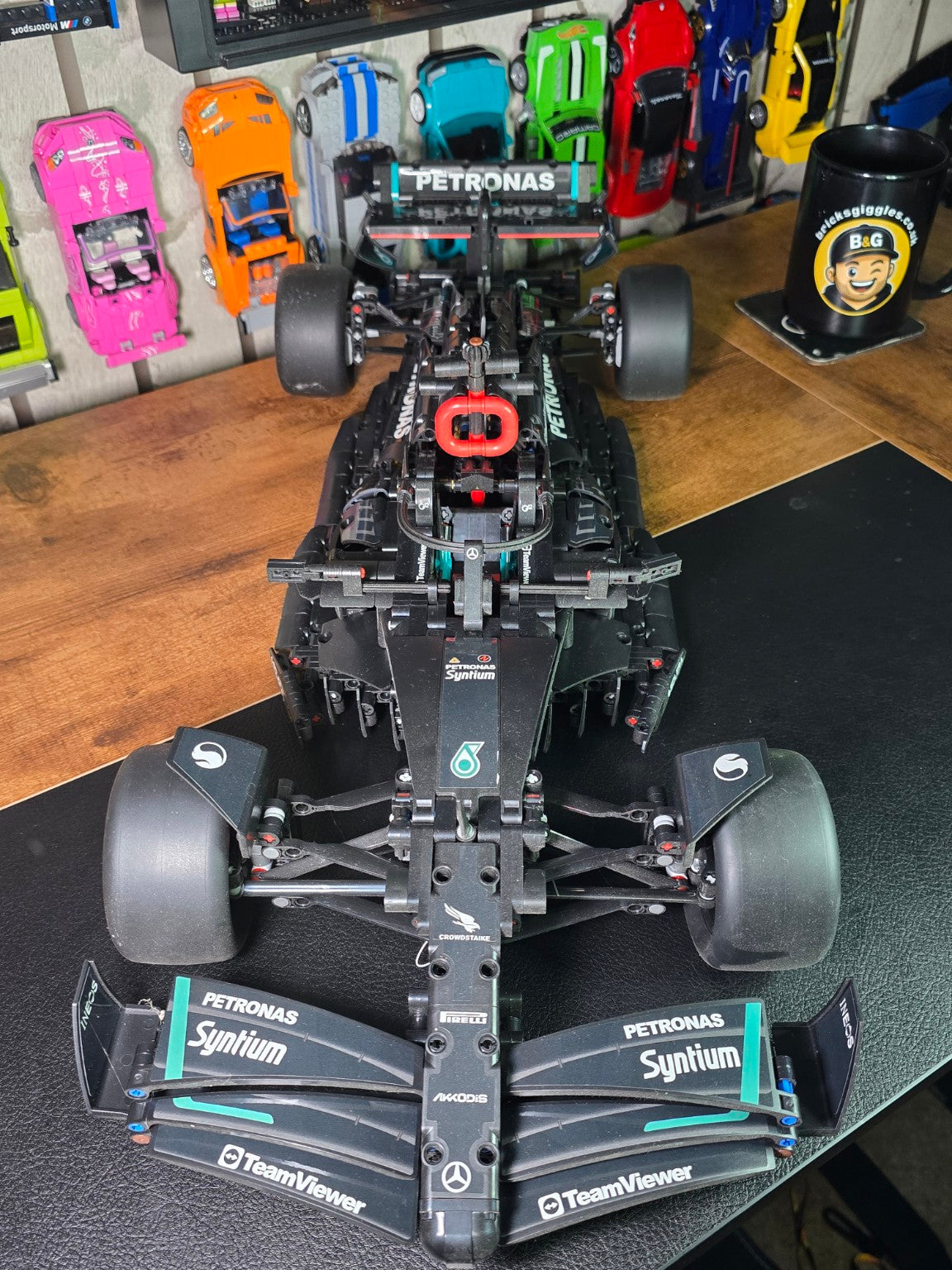 BrickVivid Mercedes F1 1:8 scale build front and top view by Bricks & Giggles