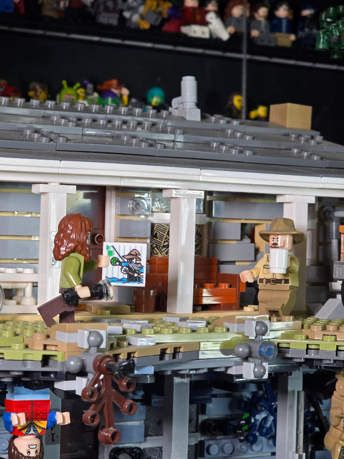 Close-up of the house and character details on the BrickVivid Stranger Things Upside Down build