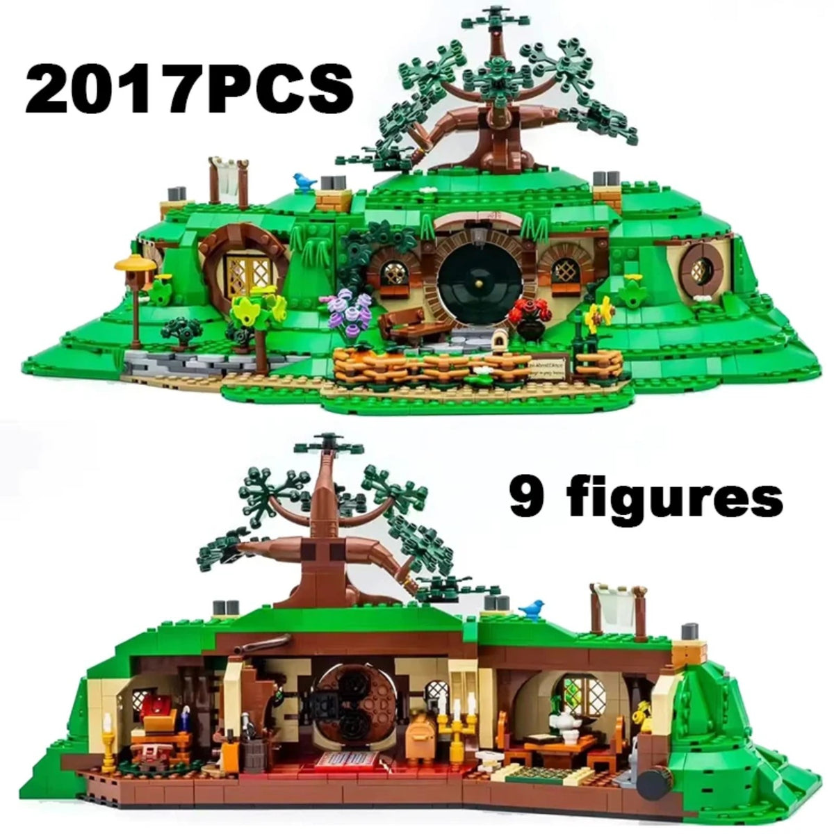 BrickVivid The Shire 2,017-piece building set with Bag End, figures and interior display