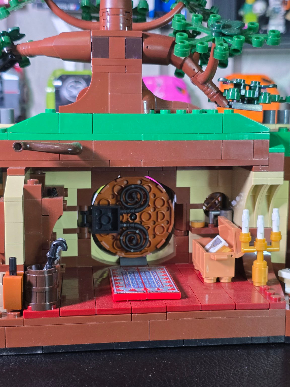 BrickVivid The Shire Bag End interior with round door and furnishings