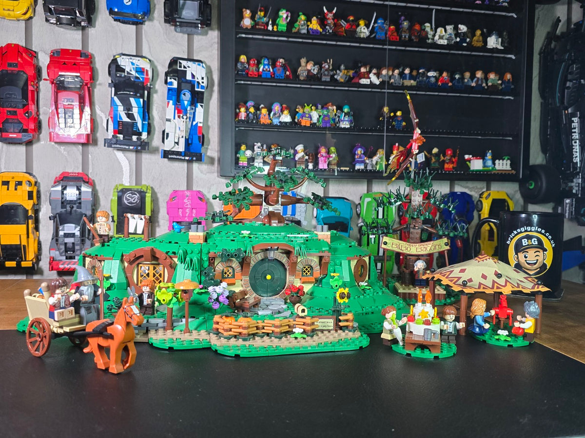Finished BrickVivid The Shire build displayed by Bricks & Giggles