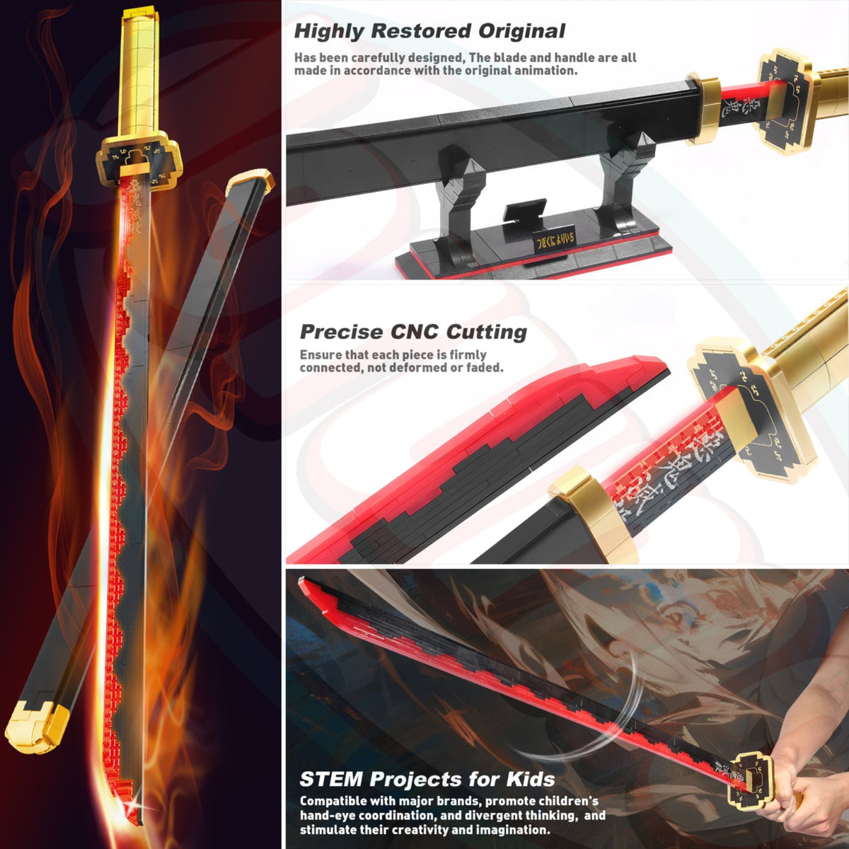 TOKMOC Nichirin Sword blade handle sheath and display stand details