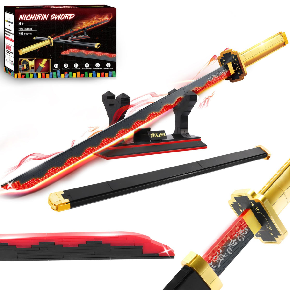 TOKMOC Nichirin Sword building set with display stand and sheath